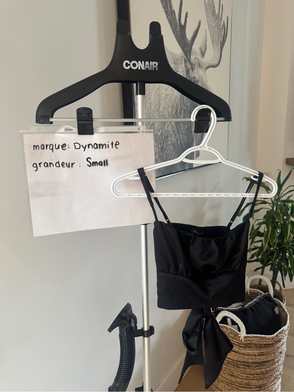 Dynamite Black Satin Bow Crop Cami